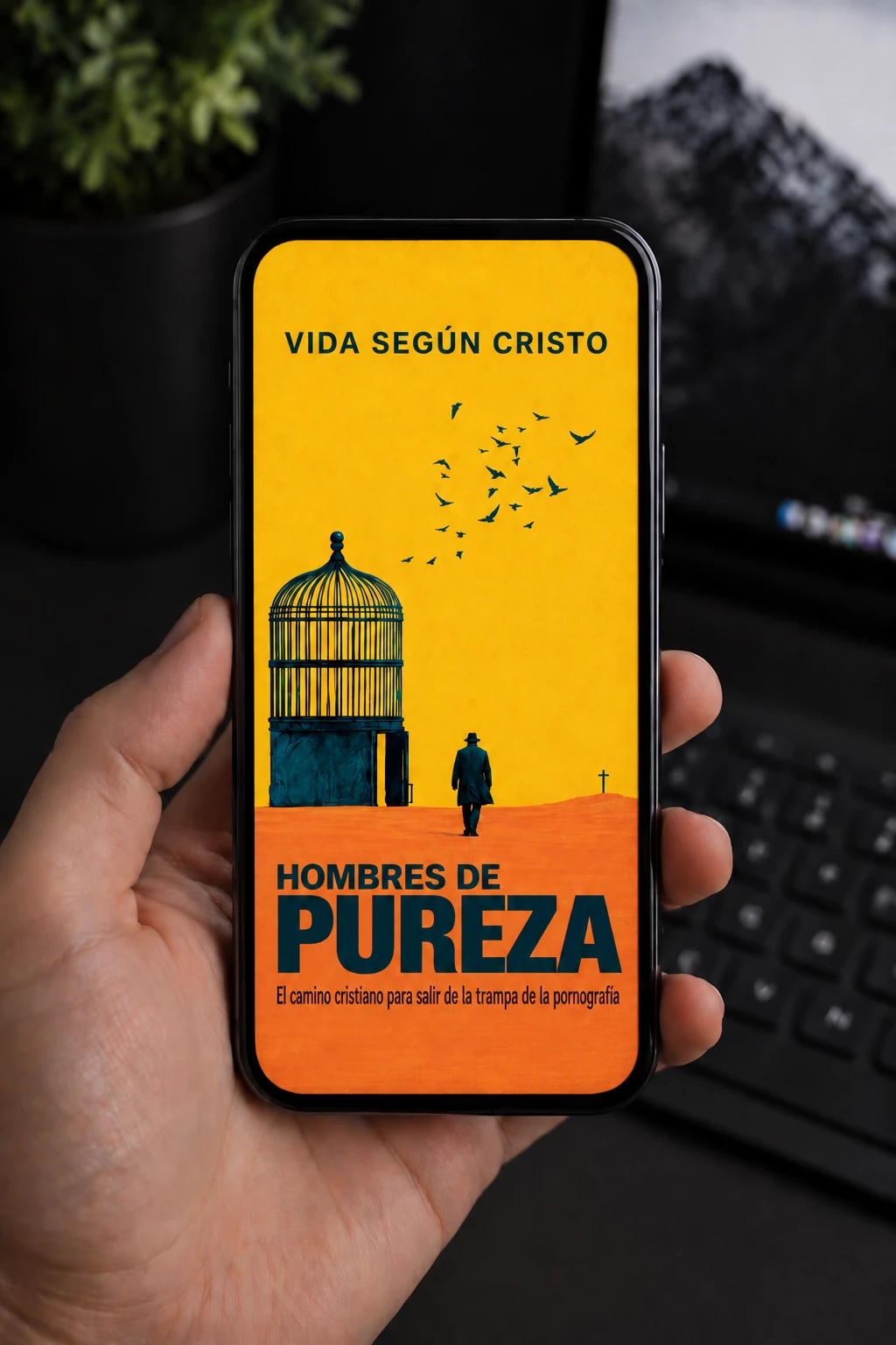Hombres de Pureza abierto en un teléfono